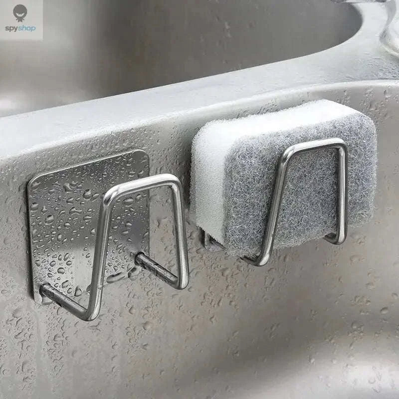 Stainless Steel Sink Sponge Rack-1pc Brushed silver