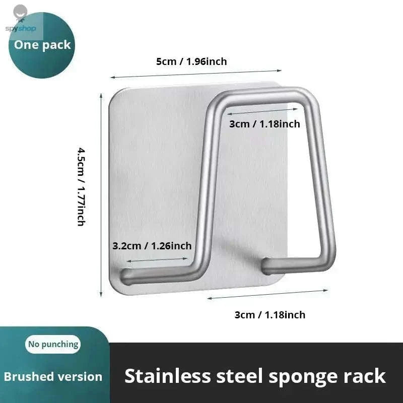Stainless Steel Sink Sponge Rack-1pc Brushed silver