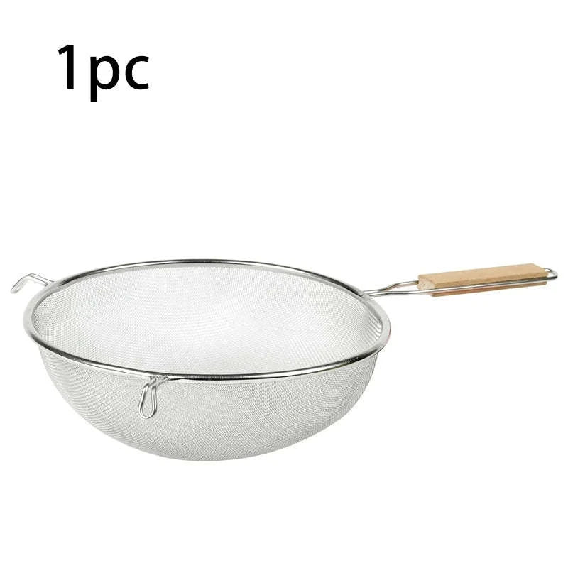 Stainless Steel Strainer Spoon with Dual Wood Handles 30x17cm-United States