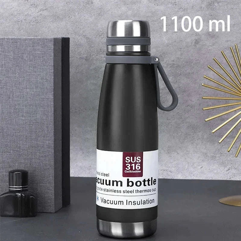 Stainless Steel Thermos Bottle for Travel, Camping and Daily Use-1100ml black