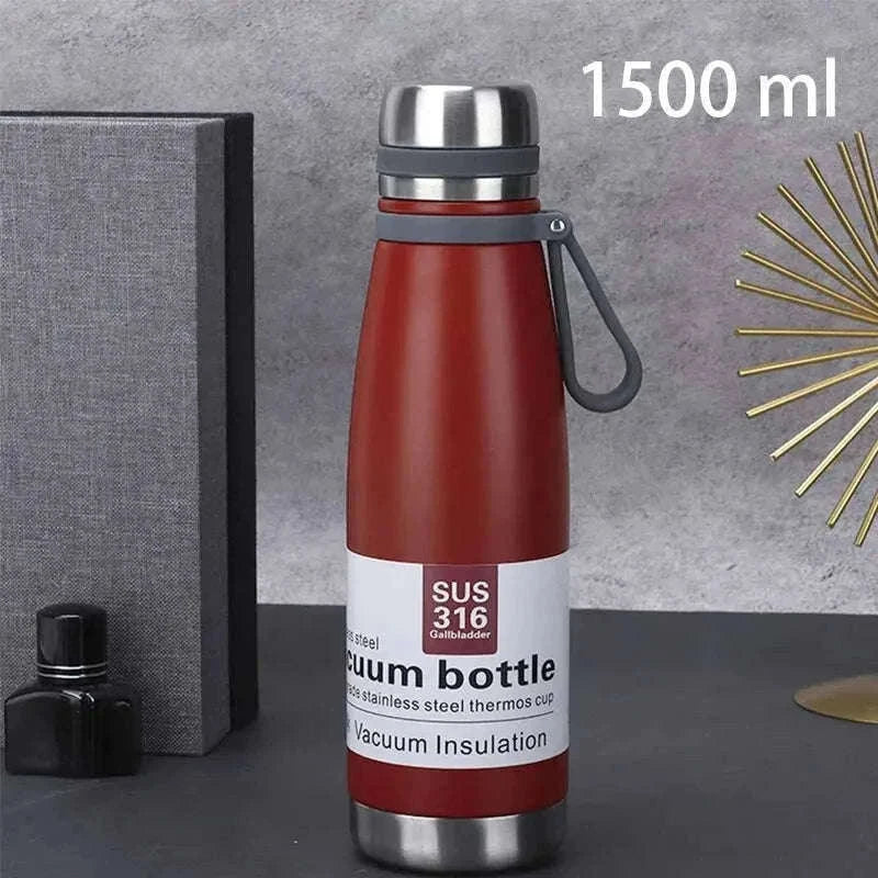 Stainless Steel Thermos Bottle, Large-Capacity Insulated Flask-1500ml yellow