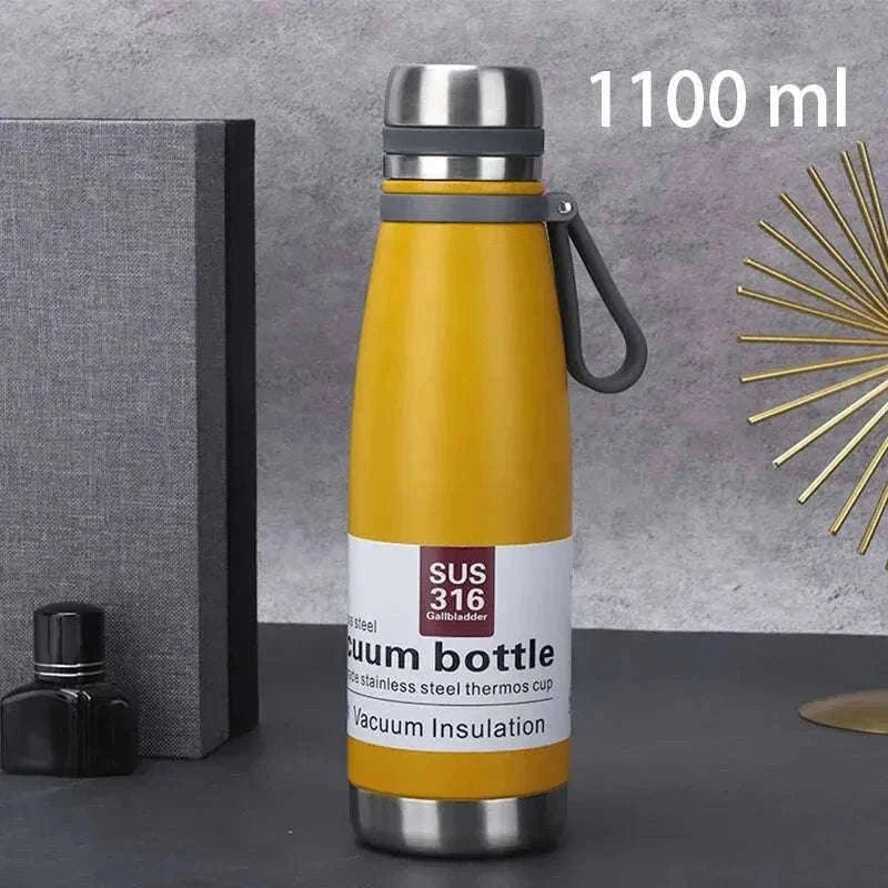 Stainless Steel Thermos Bottle, Large-Capacity Insulated Flask-1500ml yellow