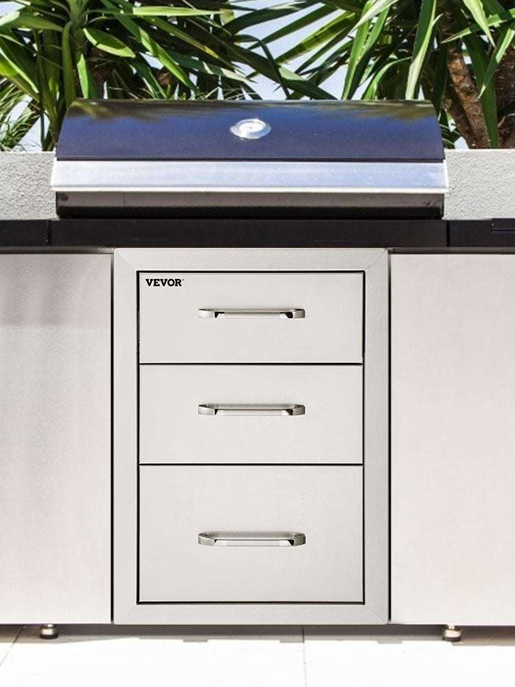 Stainless Steel Triple Drawer for Outdoor Kitchen BBQ Storage-United States