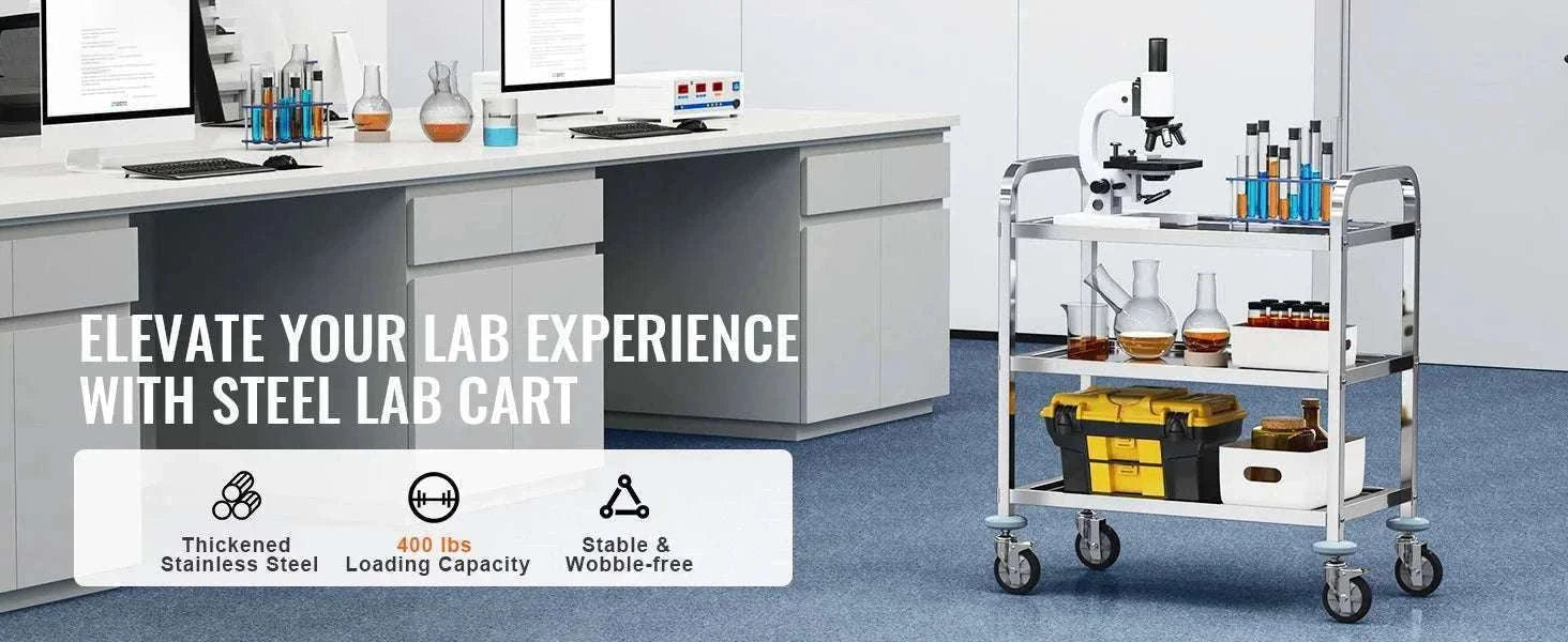 Stainless Steel Utility Cart with Lockable Wheels for Clinic Kitchen-3 Layers / CZECH REPUBLIC