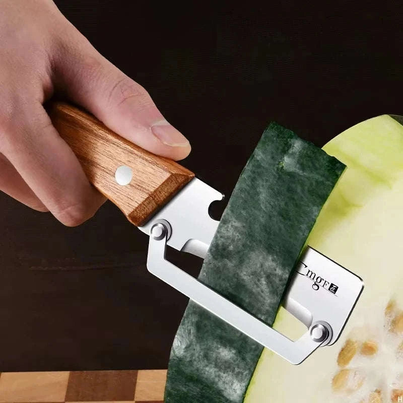 Stainless Steel Vegetable Peeler with Wooden Handle for Smooth Prep-United States / B