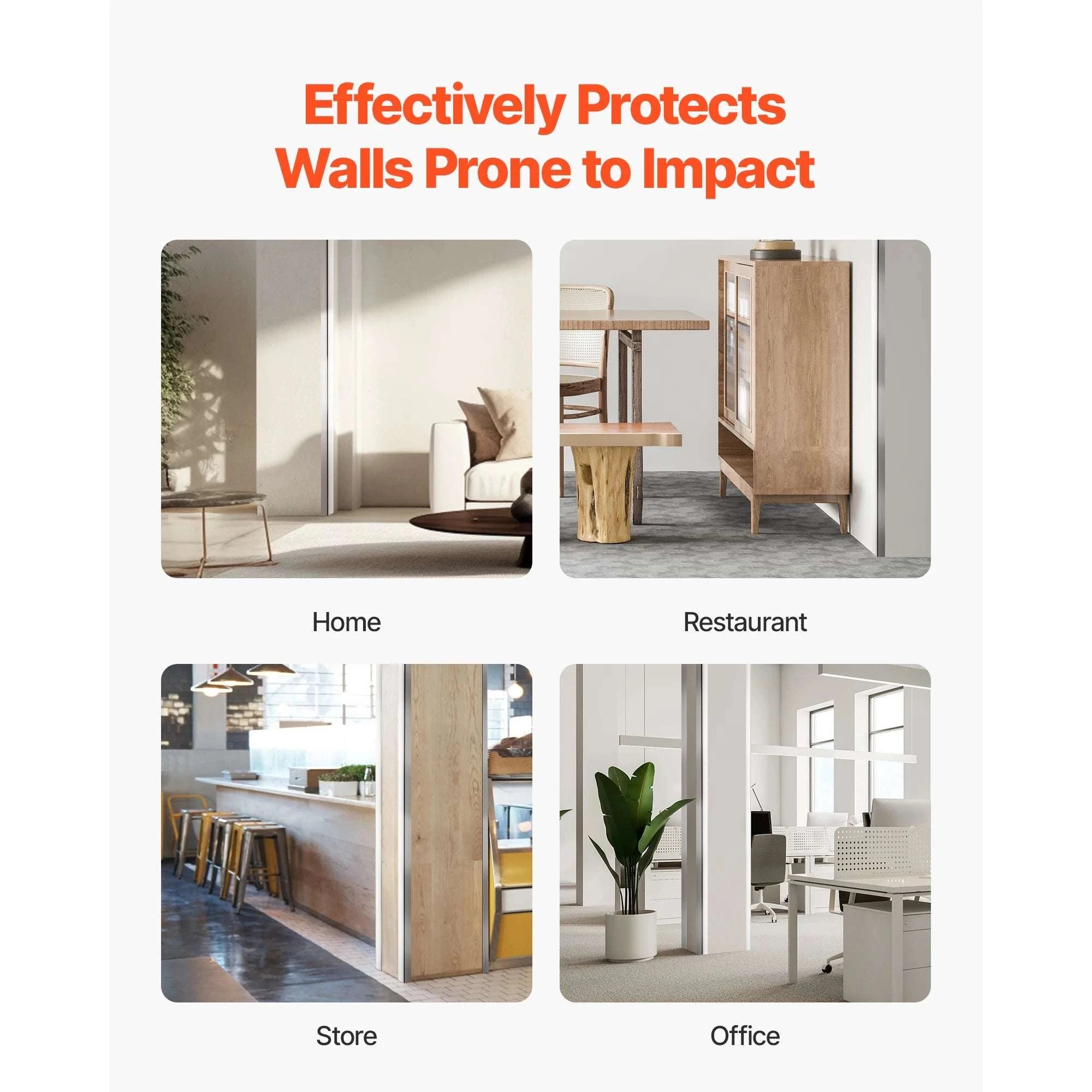 Stainless Steel Wall Corner Protectors 48in 10-Pack with Adhesive-10pcs 48inch / 12 inch / United States