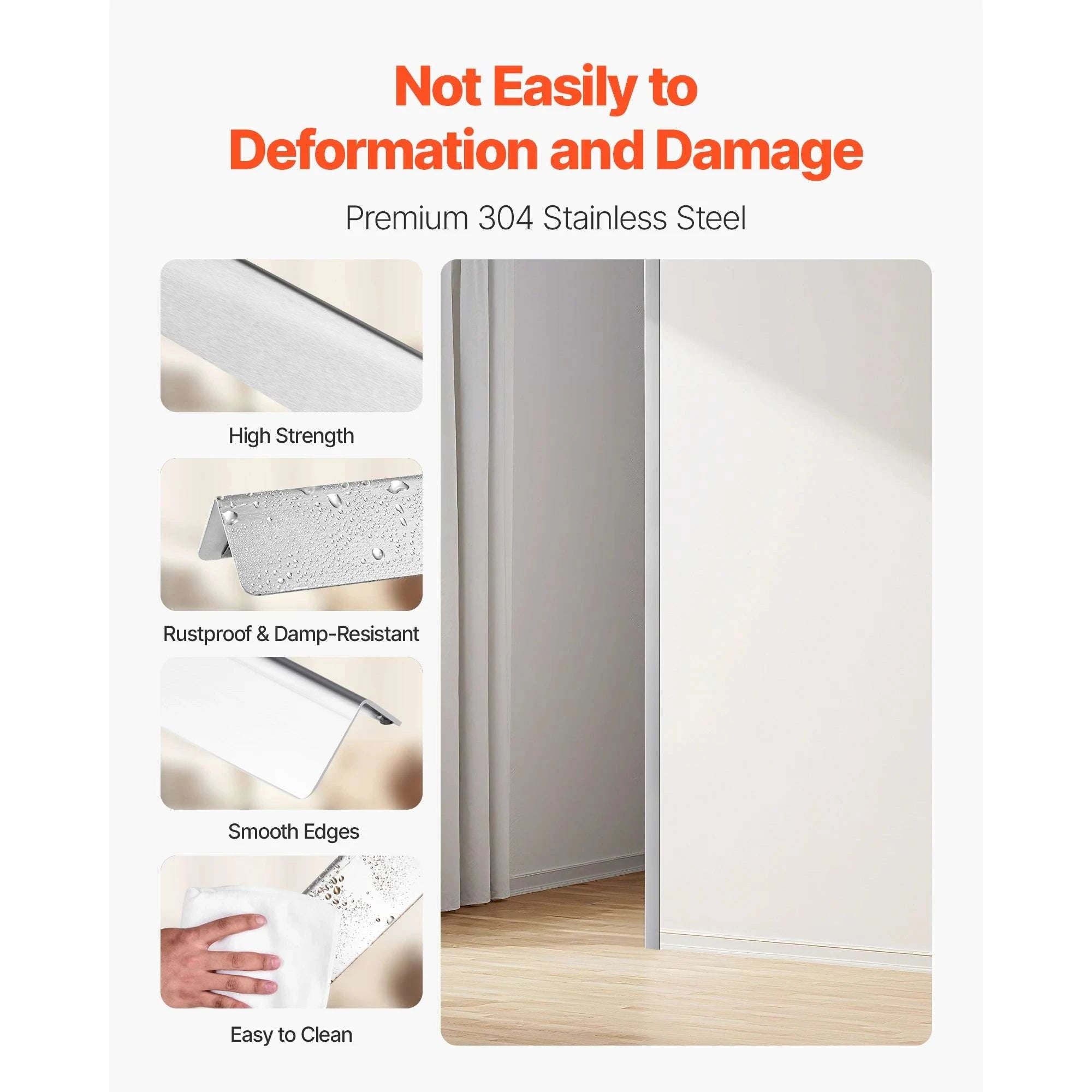 Stainless Steel Wall Corner Protectors 48in 10-Pack with Adhesive-10pcs 48inch / 12 inch / United States
