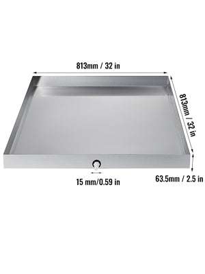 Stainless Steel Washing Machine Drain Pan with Welded Corners-32x30x2 Inch / United States