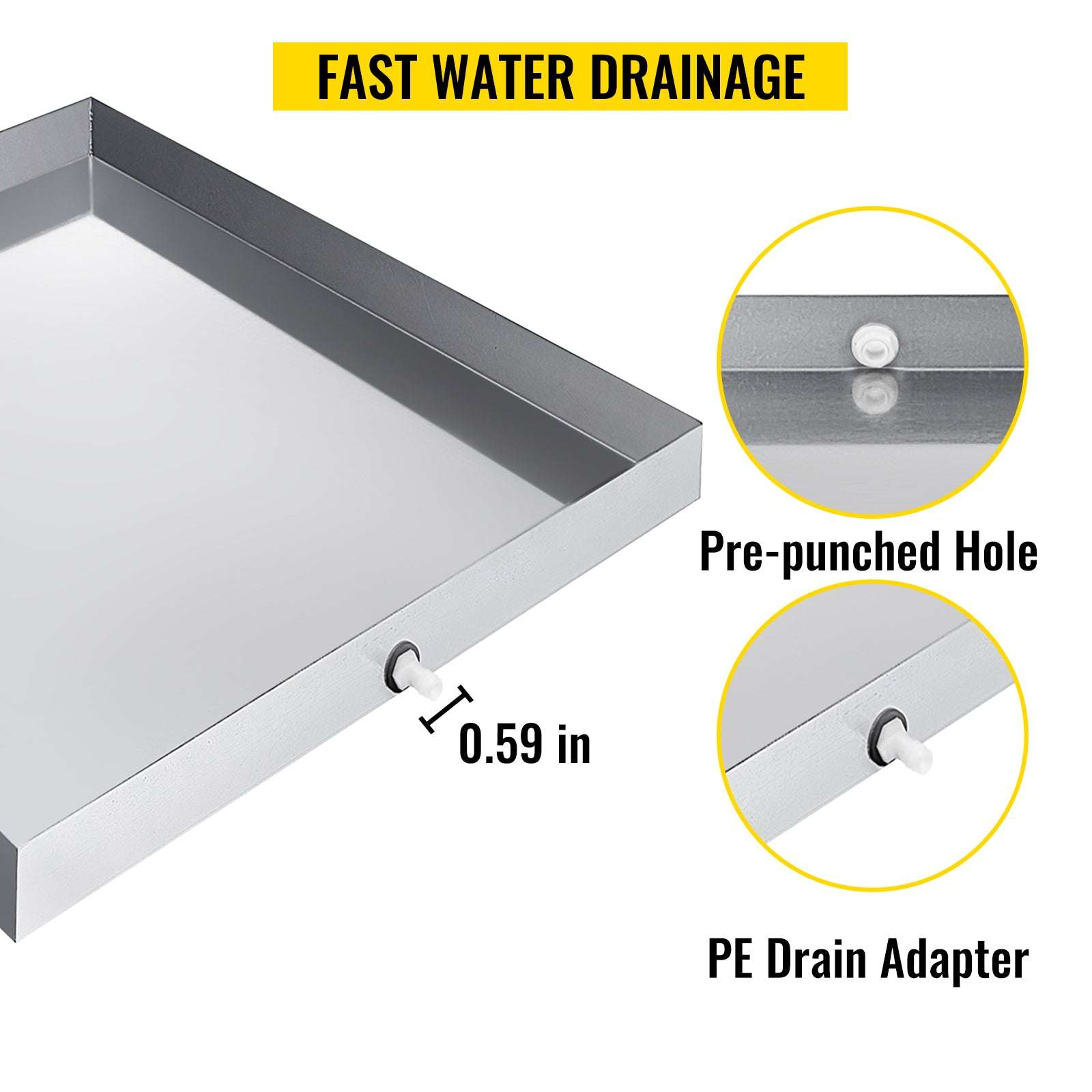 Stainless Steel Washing Machine Drain Pan with Welded Corners-32x30x2 Inch / United States