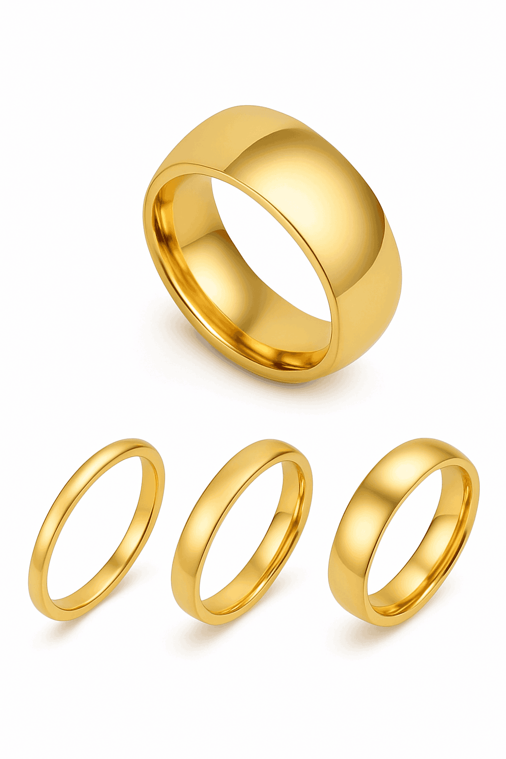 Stainless Steel Wedding Ring with Smooth Gold Finish-4mm Gold Color / 6