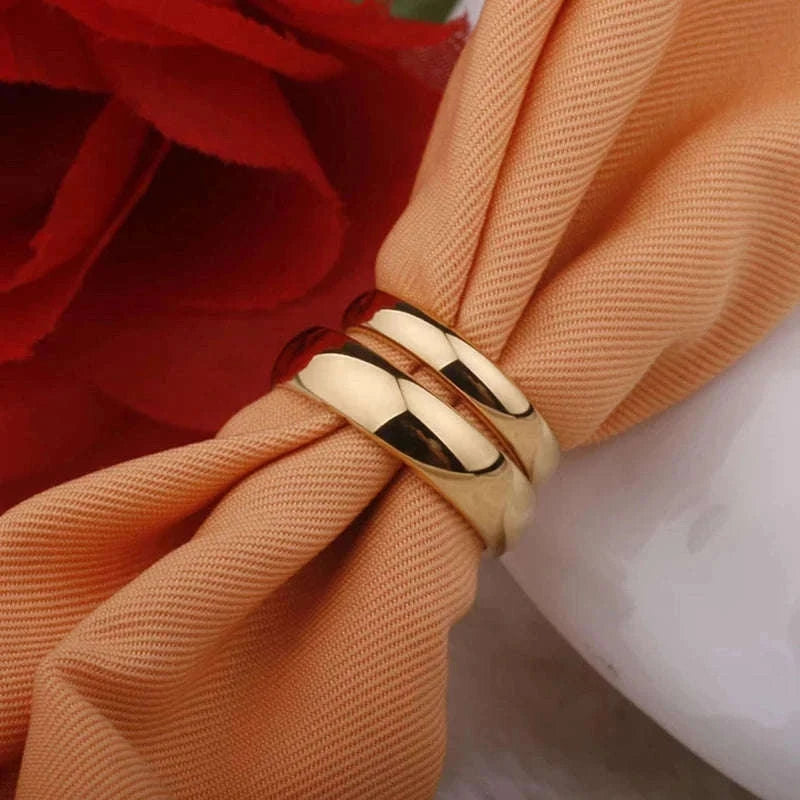 Stainless Steel Wedding Ring with Smooth Gold Finish-4mm Gold Color / 6