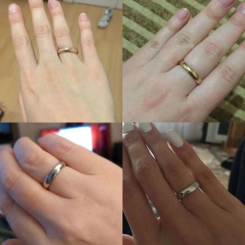 Stainless Steel Wedding Ring with Smooth Gold Finish-4mm Gold Color / 6
