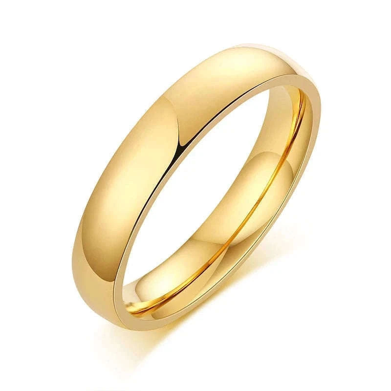 Stainless Steel Wedding Ring with Smooth Gold Finish-4mm Gold Color / 6