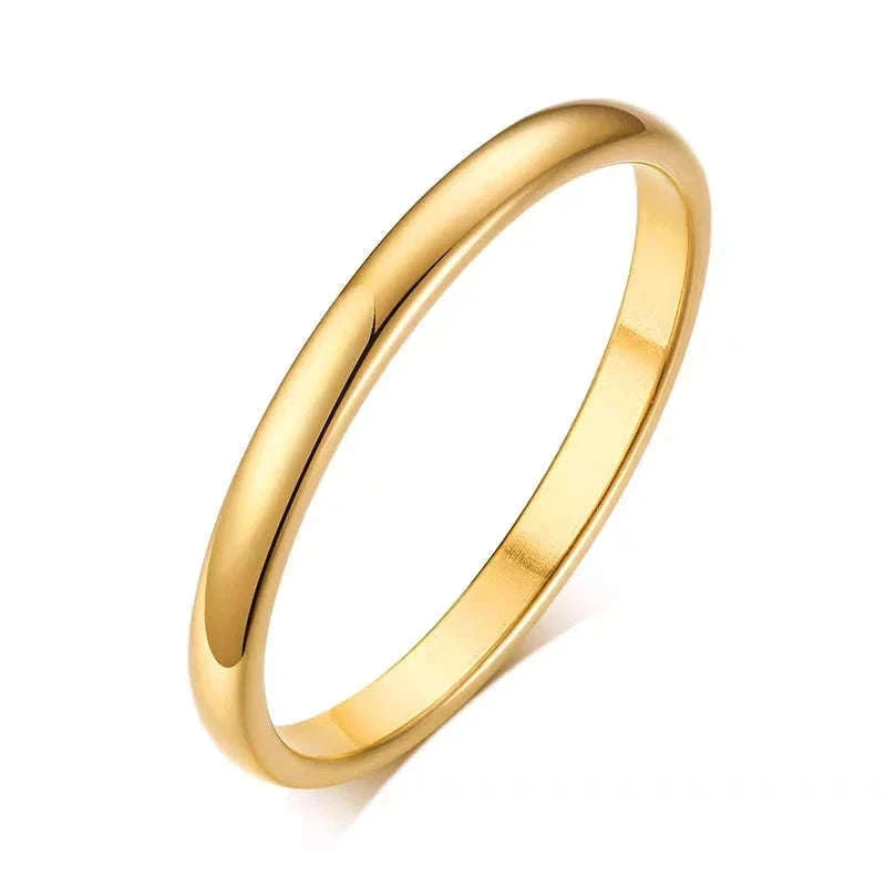Stainless Steel Wedding Ring with Smooth Gold Finish-4mm Gold Color / 6