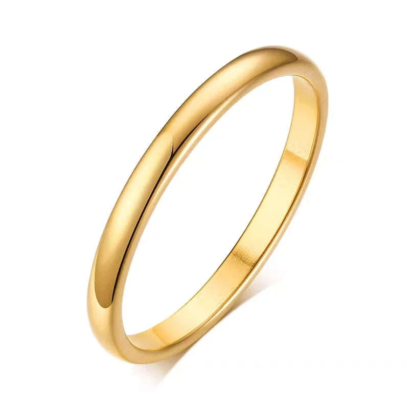Stainless Steel Wedding Rings with Smooth Gold Finish-4mm Gold Color / 6
