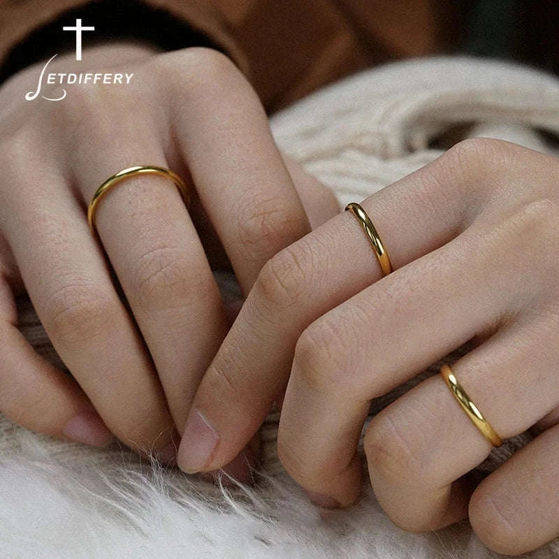 Stainless Steel Wedding Rings with Smooth Gold Finish-4mm Gold Color / 6