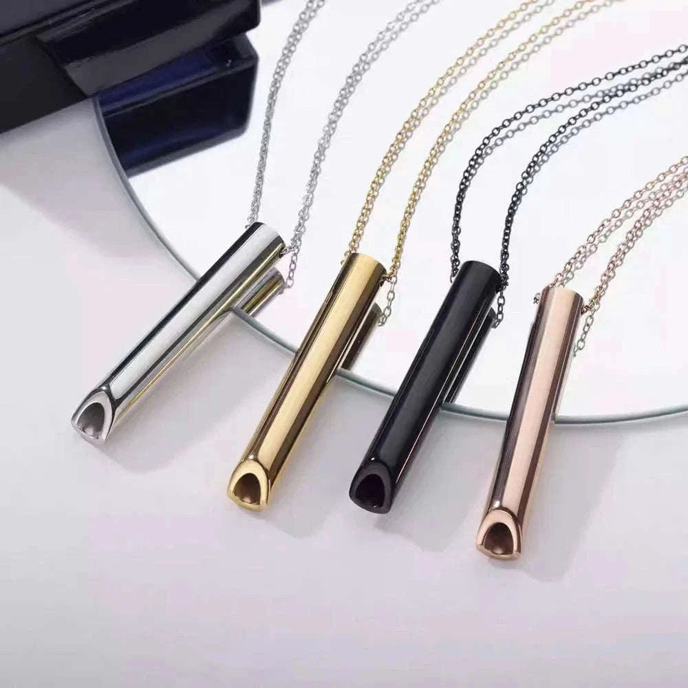 Stainless Steel Whistle Necklace Pendant Chain for Women-Rose gold