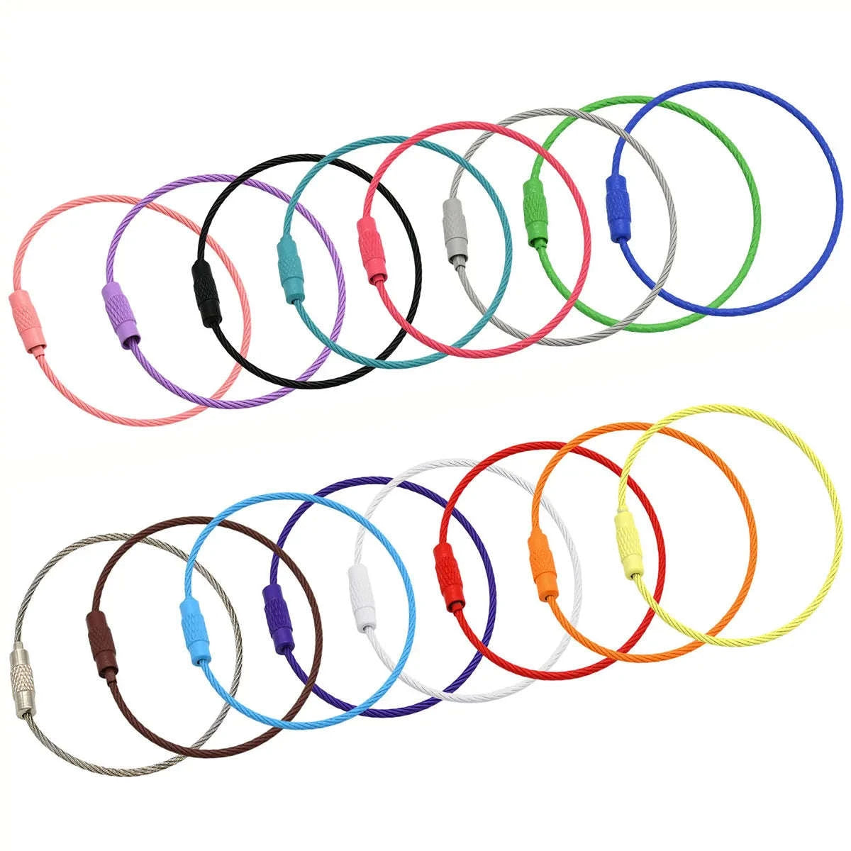 Stainless Steel Wire Keychain Ring Loop, 5/10 Pieces-Rose Red / 10pcs