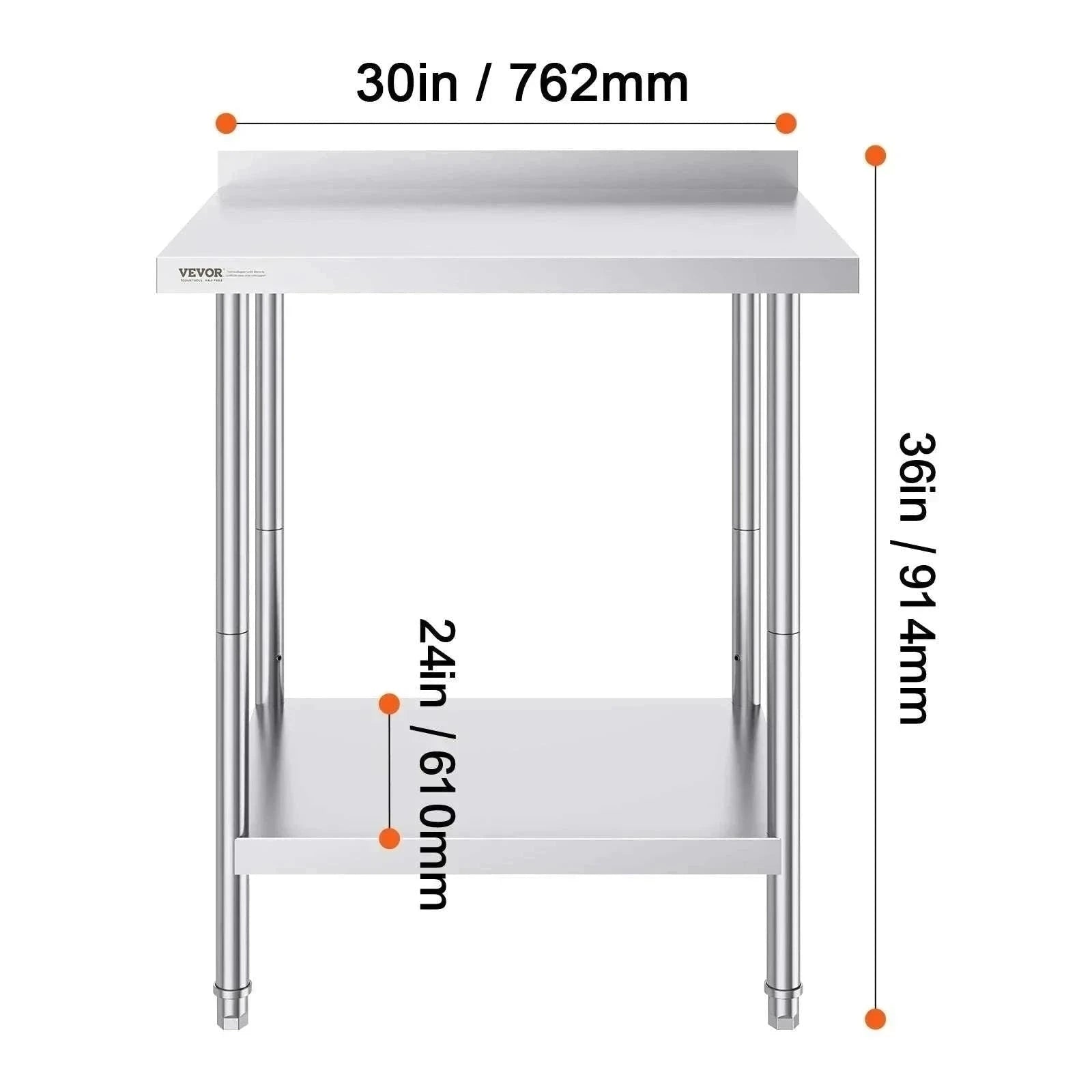 Stainless Steel Work Table 24x36 Adjustable Shelf Food Prep Station-24x36 in / United States