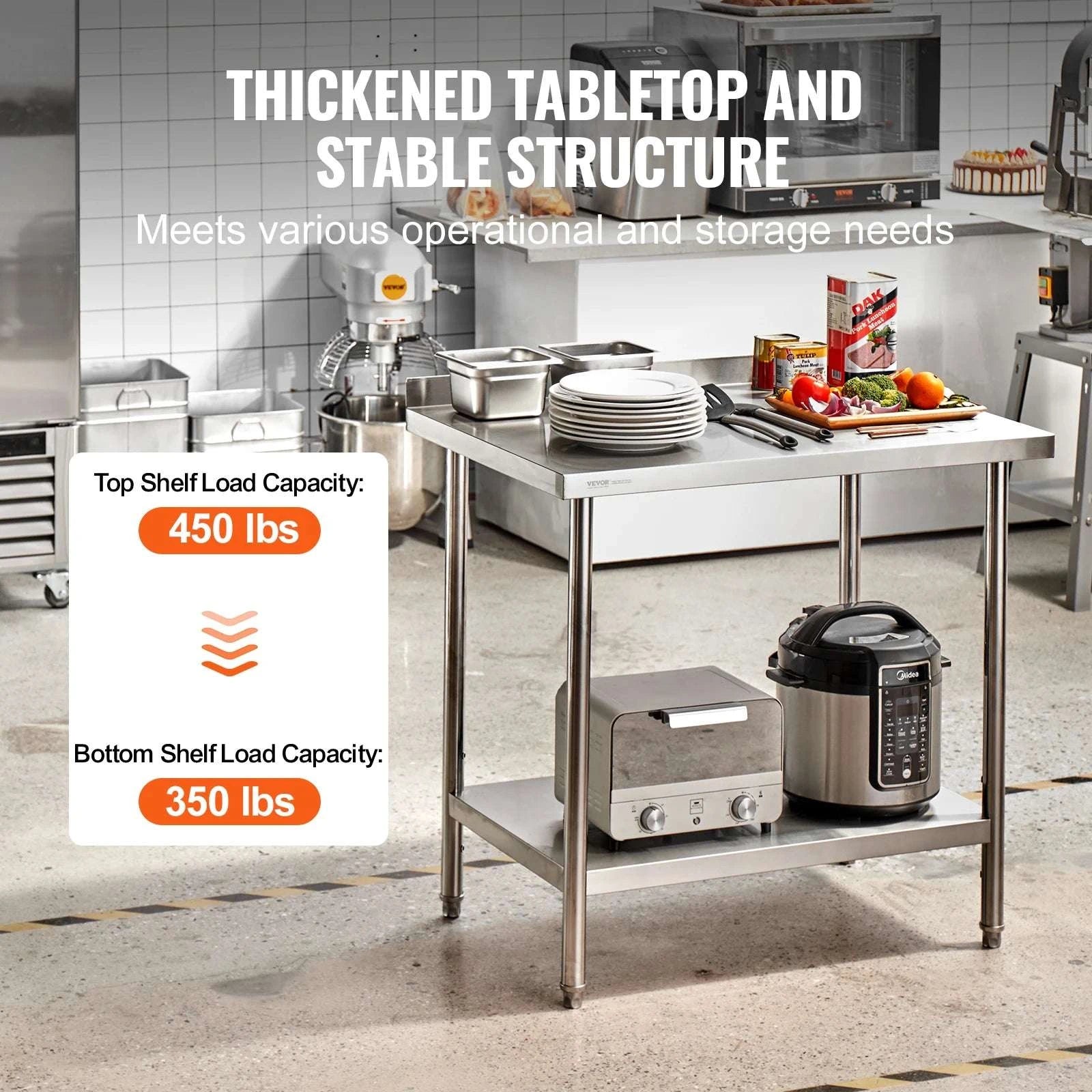 Stainless Steel Work Table 24x36 Adjustable Shelf Food Prep Station-24x36 in / United States