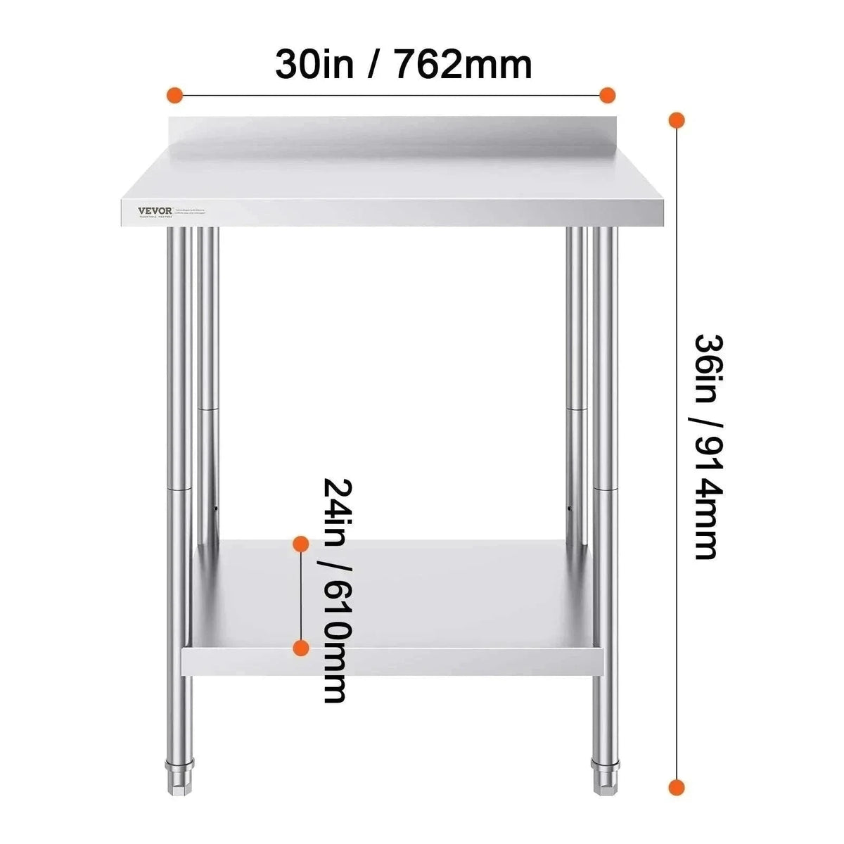 Stainless Steel Work Table 24x36 Adjustable Shelf Food Prep Station-24x36 in / United States