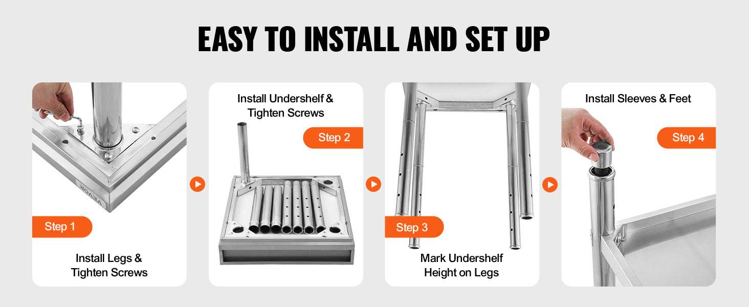 Stainless Steel Work Table 24x36 Adjustable Shelf Food Prep Station-24x36 in / United States