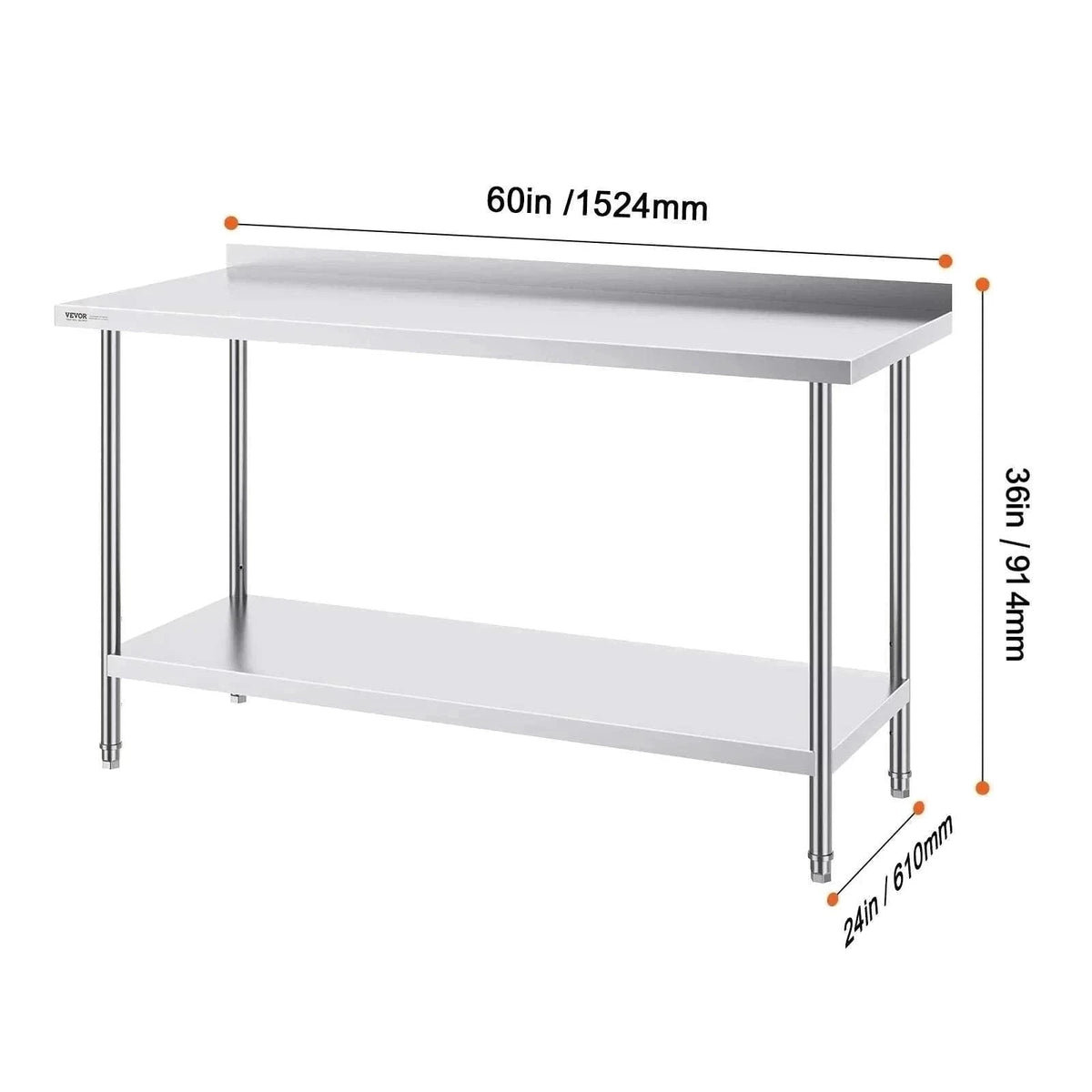 Stainless Steel Work Table 24x36 Adjustable Shelf Food Prep Station-24x36 in / United States
