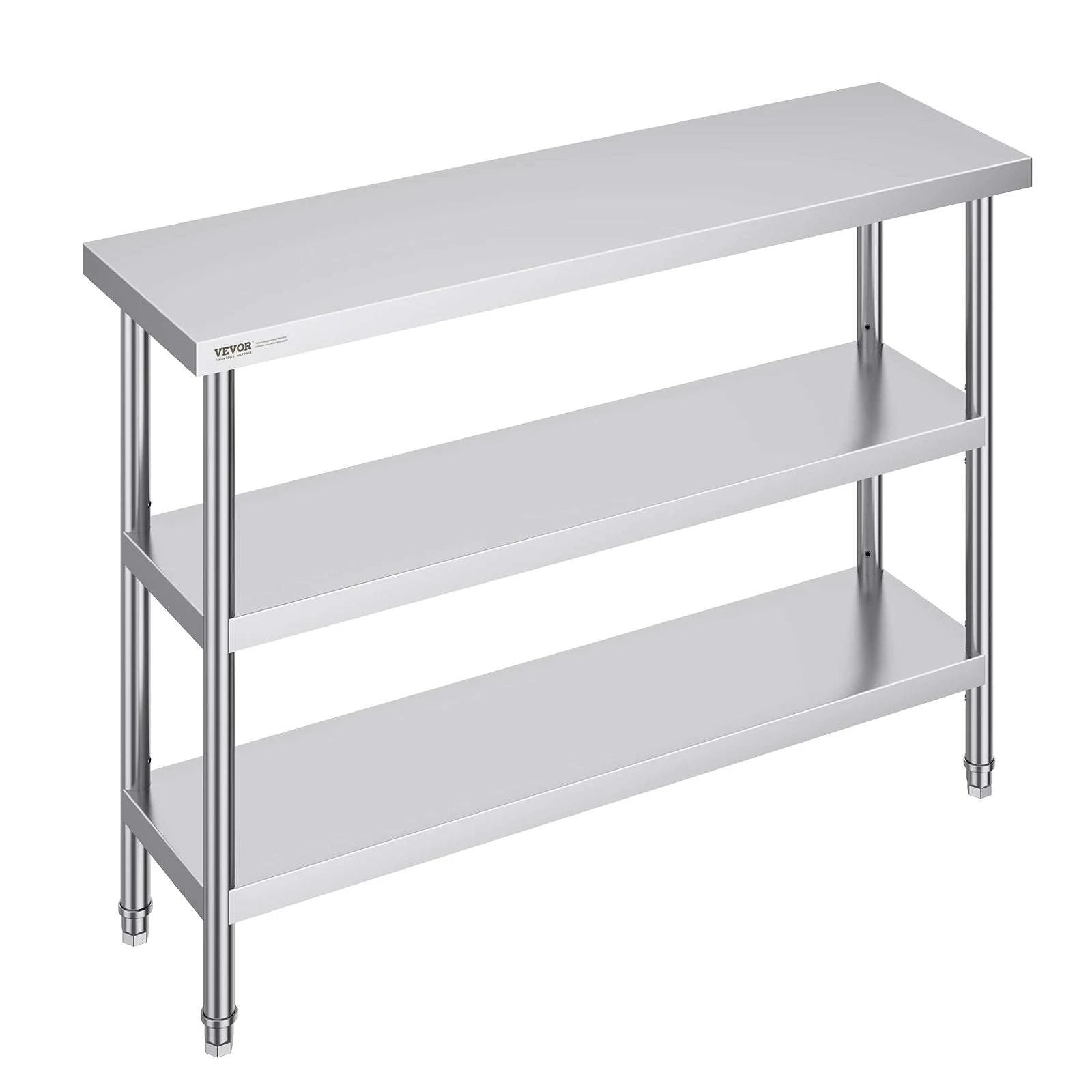 Stainless Steel Work Table with Adjustable Shelf 14x48 Inch-14x48inch / United States