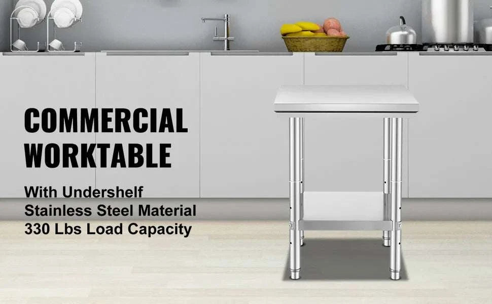 Stainless Steel Work Table with Adjustable Shelf Heavy Duty Prep Station-60X90X80cm / United States