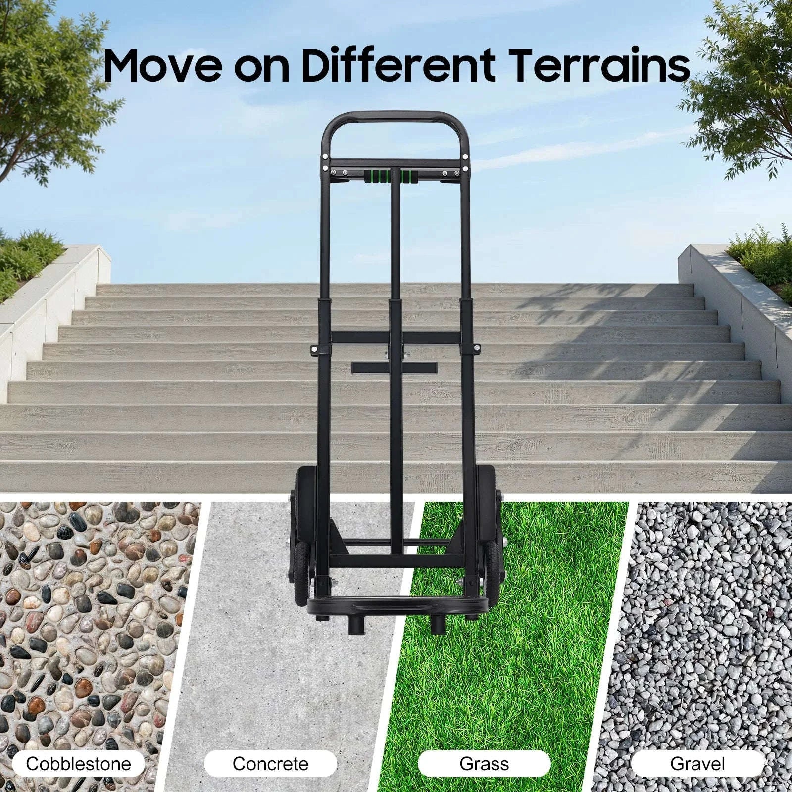 Stair Climbing Cart 460 lbs Folding Trolley with 6 Wheels-United States