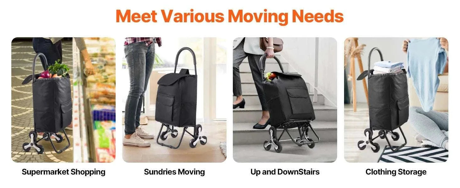 Stair Climbing Folding Grocery Cart 36L 110lbs Heavy Duty Trolley-36L / CZECH REPUBLIC