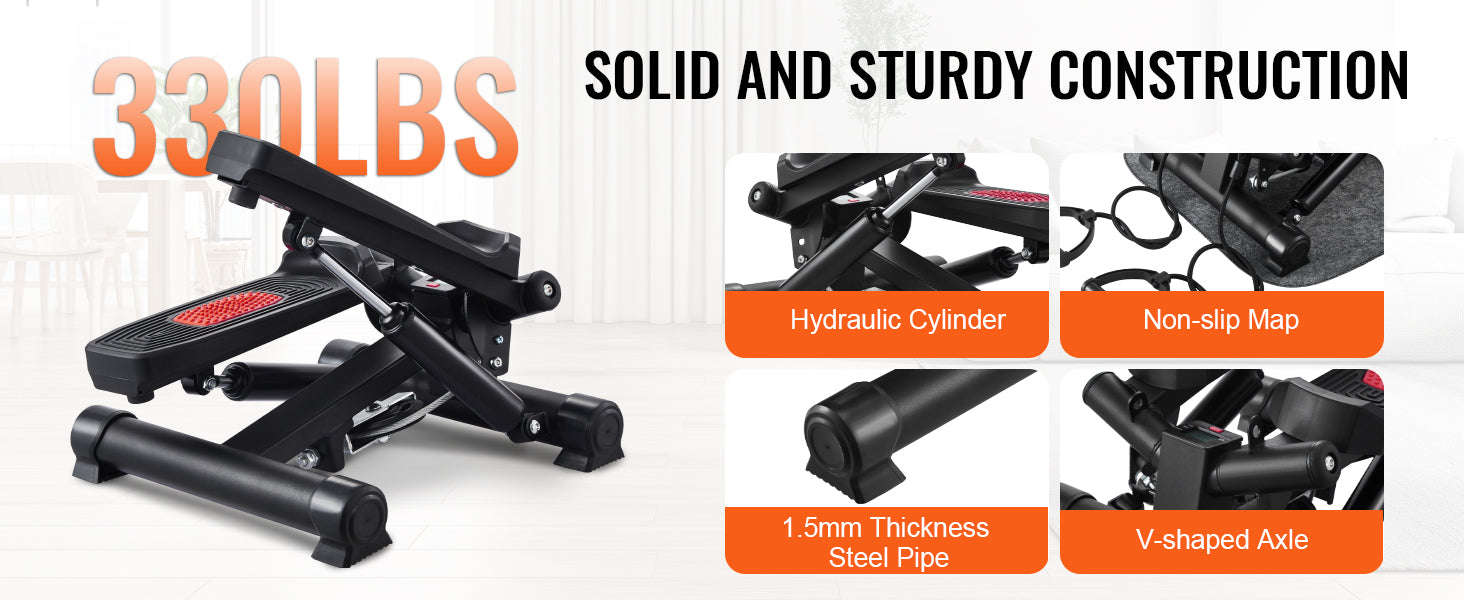 Stair Stepper for Home Exercise with Resistance Bands and LCD Monitor-TypeA / United States