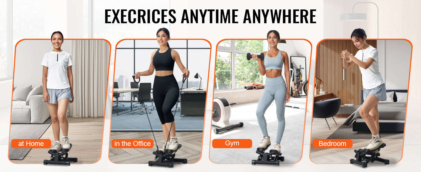 Stair Stepper for Home Exercise with Resistance Bands and LCD Monitor-TypeA / United States