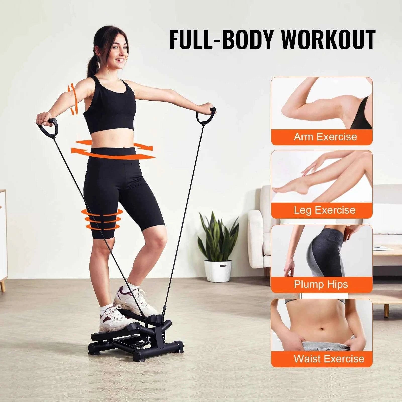 Stair Stepper for Home Exercise with Resistance Bands and LCD Monitor-TypeA / United States