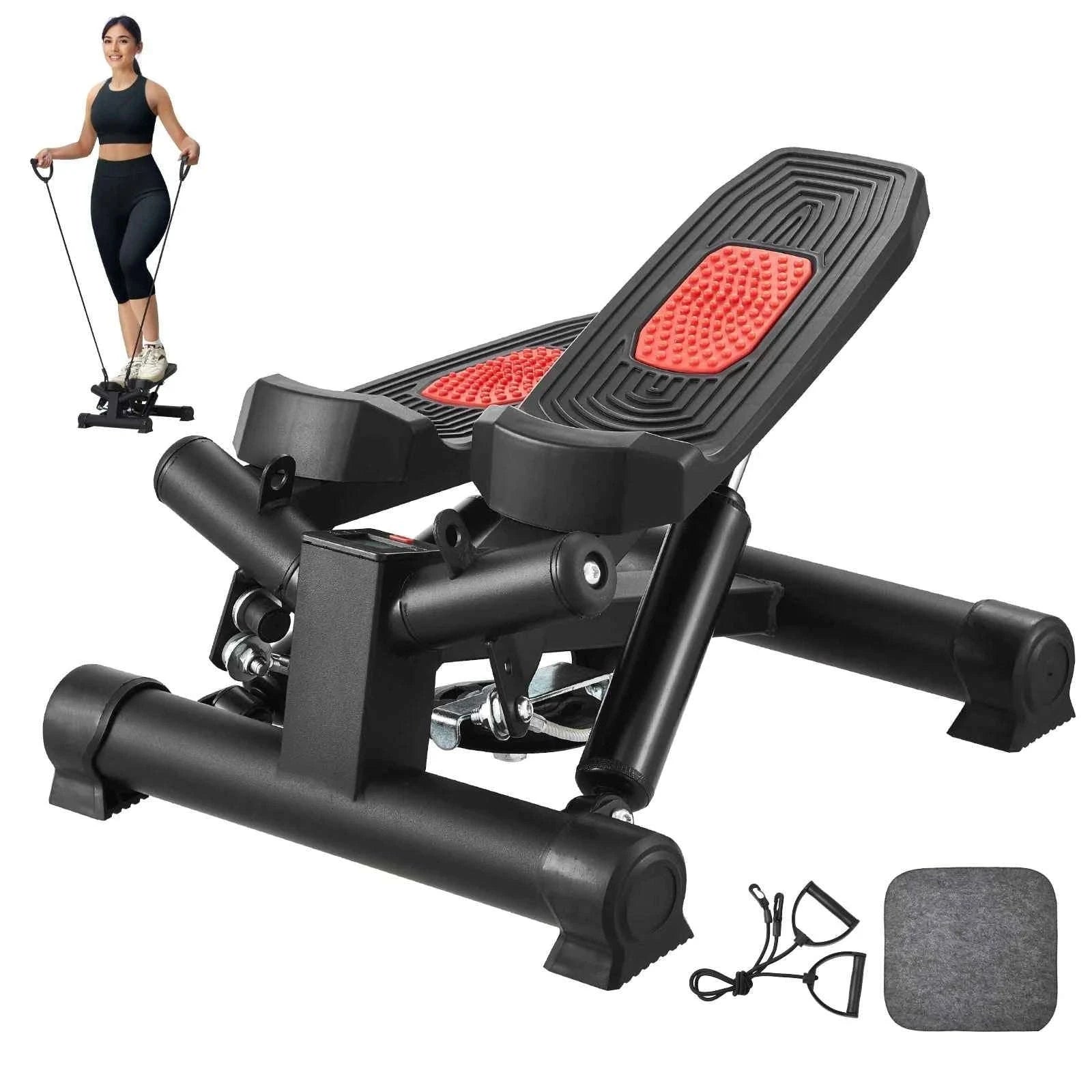 Stair Stepper for Home Exercise with Resistance Bands and LCD Monitor-TypeA / United States