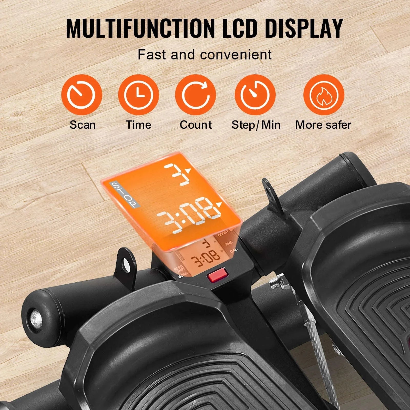Stair Stepper for Home Exercise with Resistance Bands and LCD Monitor-TypeA / United States