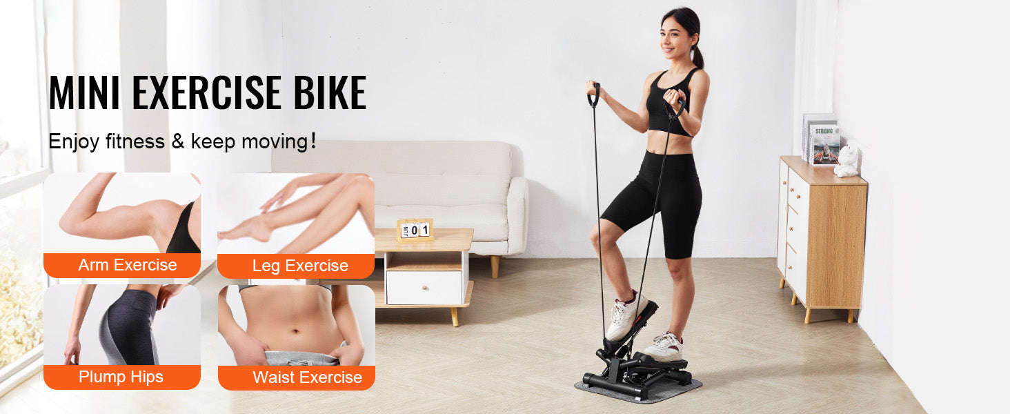 Stair Stepper for Home Exercise with Resistance Bands and LCD Monitor-TypeA / United States