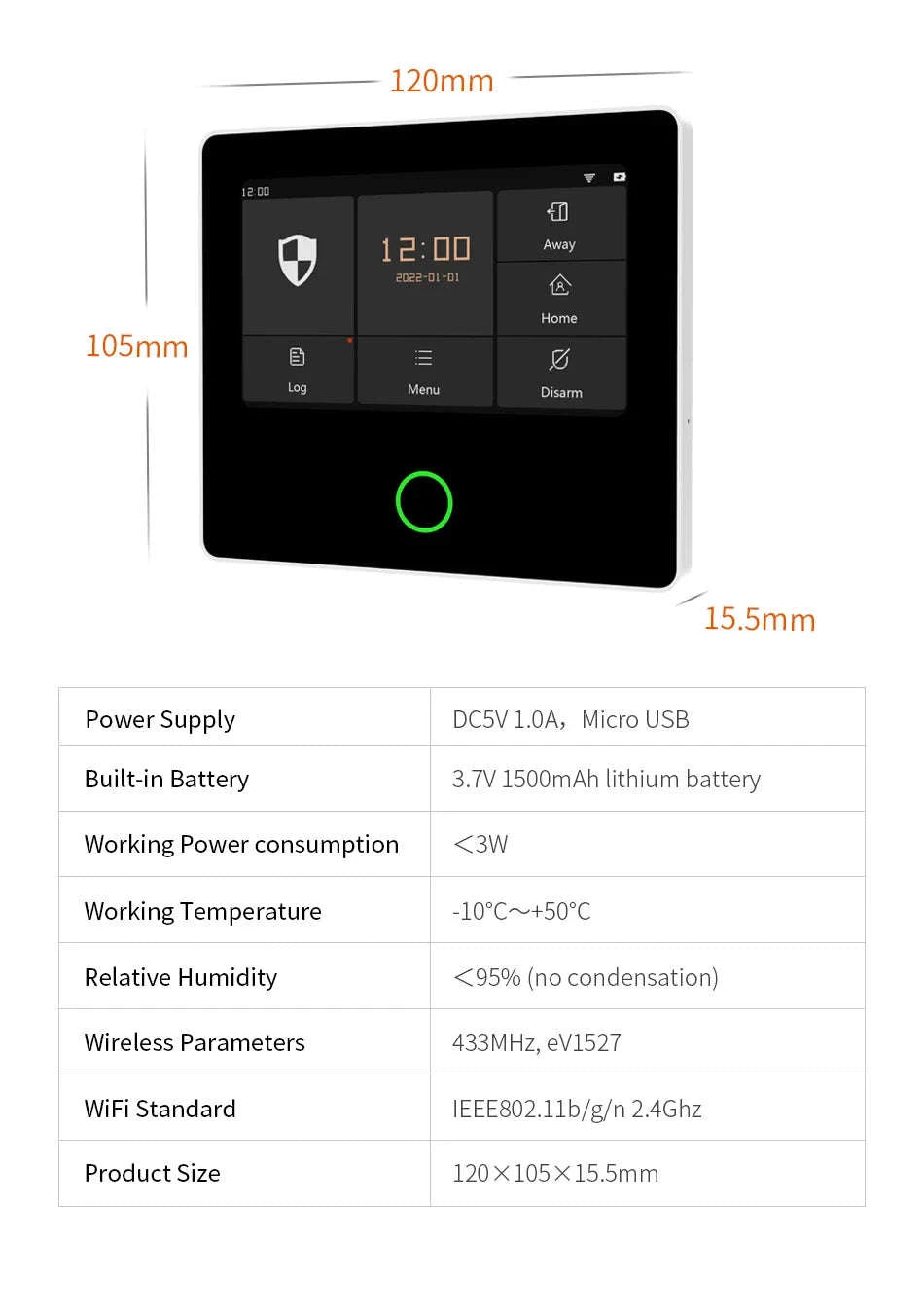 Staniot SecPanel 5 H502-WiFi Touch Home Alarm System-WiFi Set-N 12Kit / AU Plug