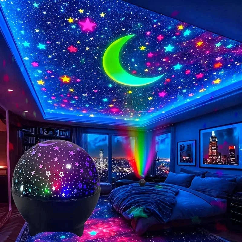 Starry Sky Galaxy Moon Projector Night Light USB RGB-LED Night Light
