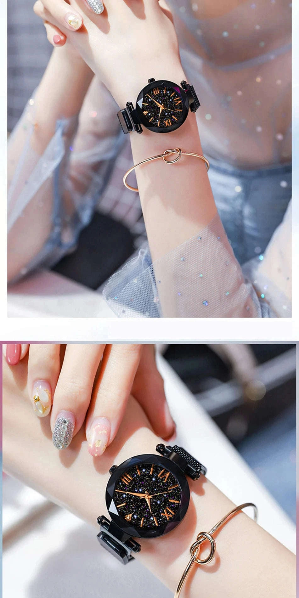 Starry Sky Magnetic Mesh Women's Watch-Rose Gold