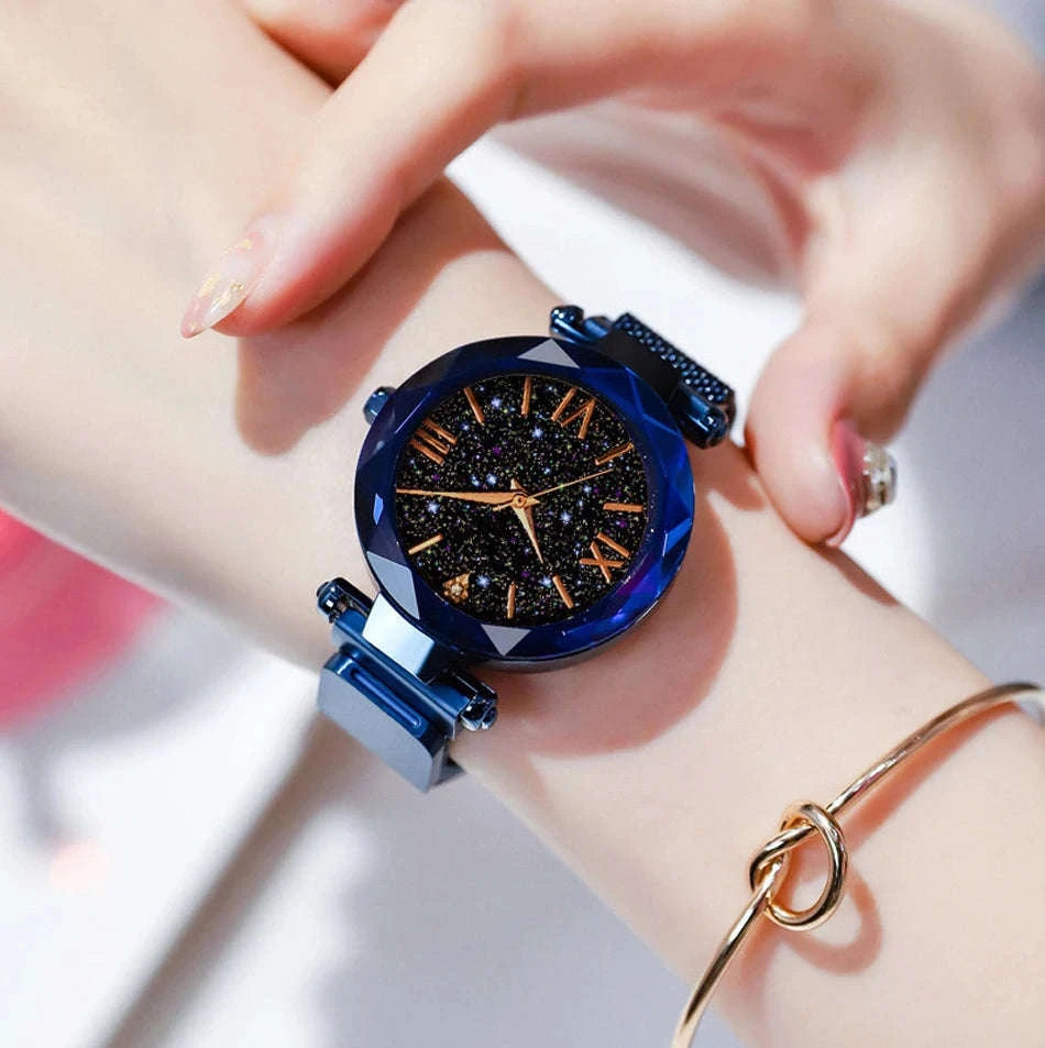 Starry Sky Magnetic Mesh Women's Watch-Rose Gold