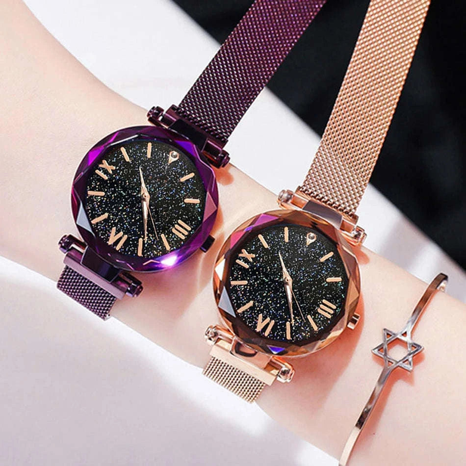 Starry Sky Magnetic Mesh Women's Watch-Rose Gold