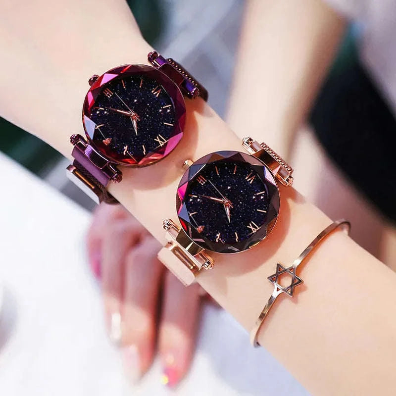 Starry Sky Magnetic Mesh Women's Watch-Rose Gold