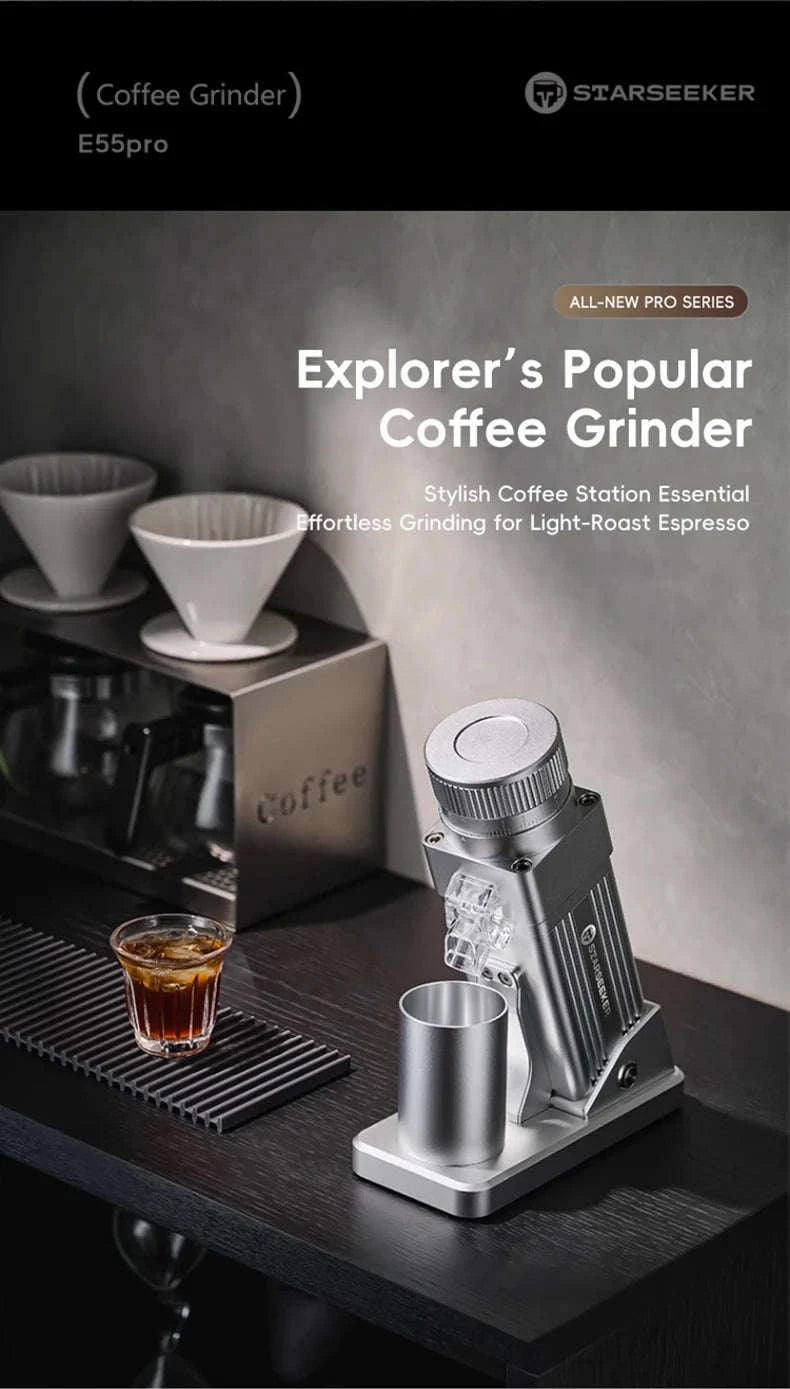 STARSEEKER E55Pro Electric Coffee Grinder 55MM Titanium Burr-PRO-white-plasma / Poland / 110V-240V|EU