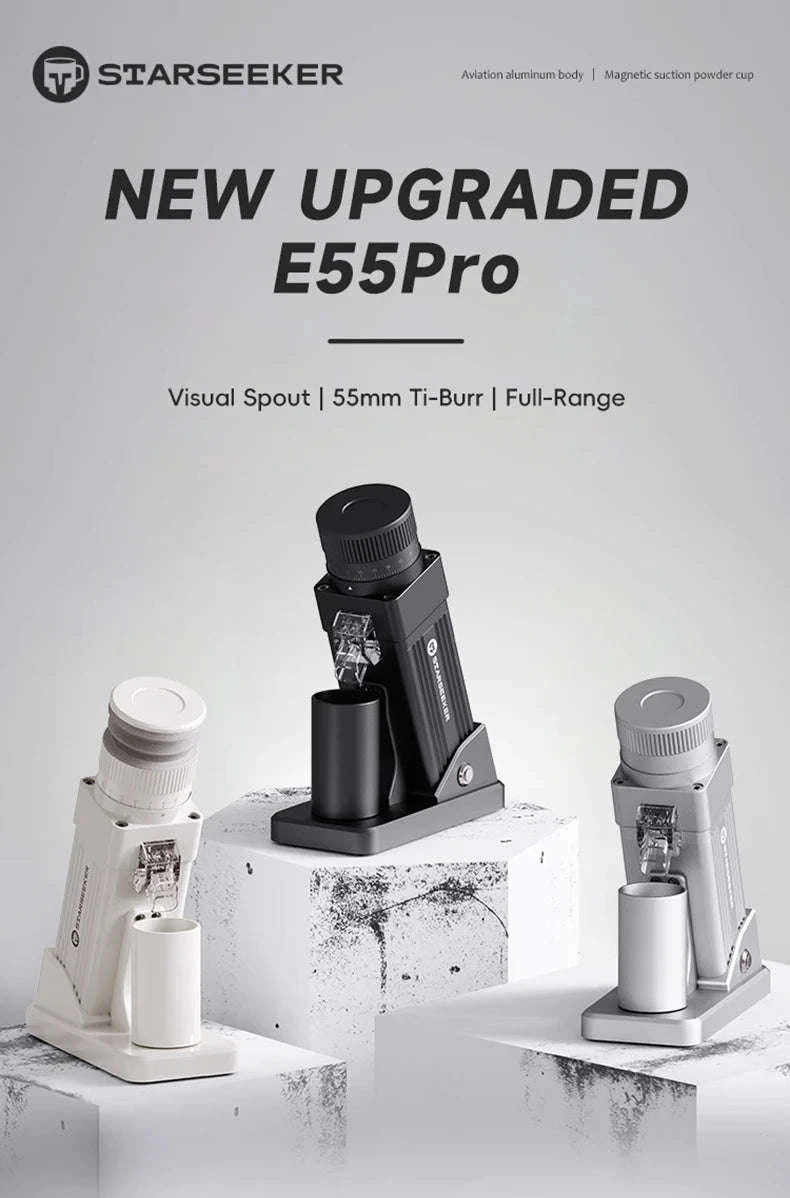 STARSEEKER E55Pro Electric Coffee Grinder 55MM Titanium Burr-PRO-white-plasma / Poland / 110V-240V|EU