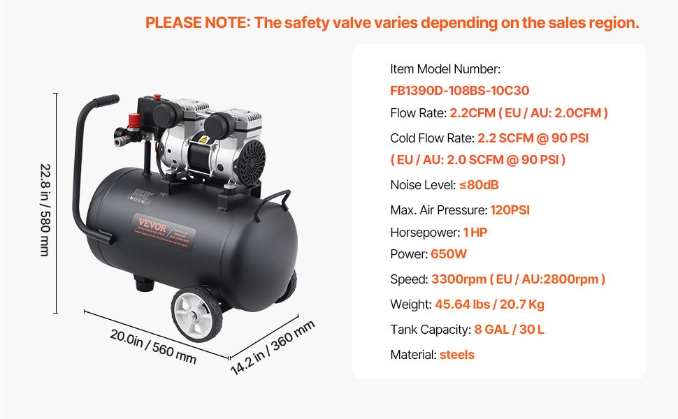 Bezolejový vzduchový kompresor 125 PSI tichý elektrický pumpa pro pneumatiky a nářadí