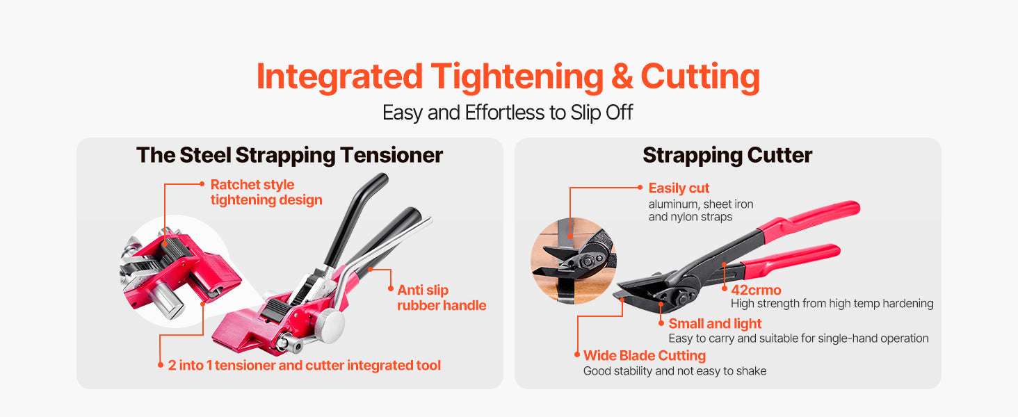 Steel Banding Strapping Kit with Tensioner, Cutter & 200/400ft रोल-200ft Strap / United States