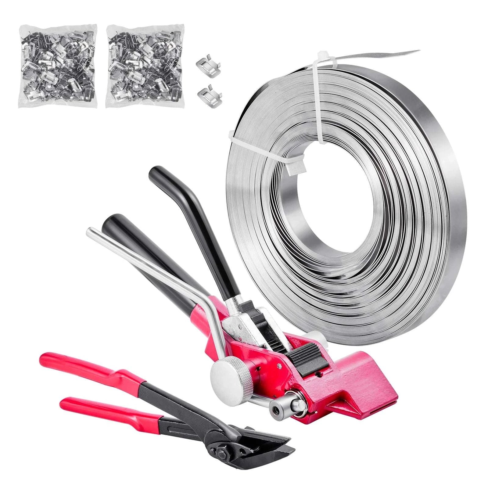 Steel Banding Strapping Kit with Tensioner, Cutter & 200/400ft रोल-200ft Strap / United States