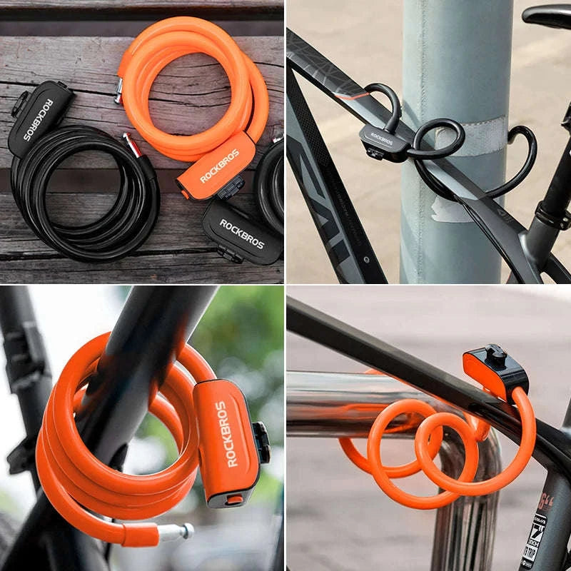 Steel Cable Bike Lock with Keyless Quick Lock-RKS515-OR