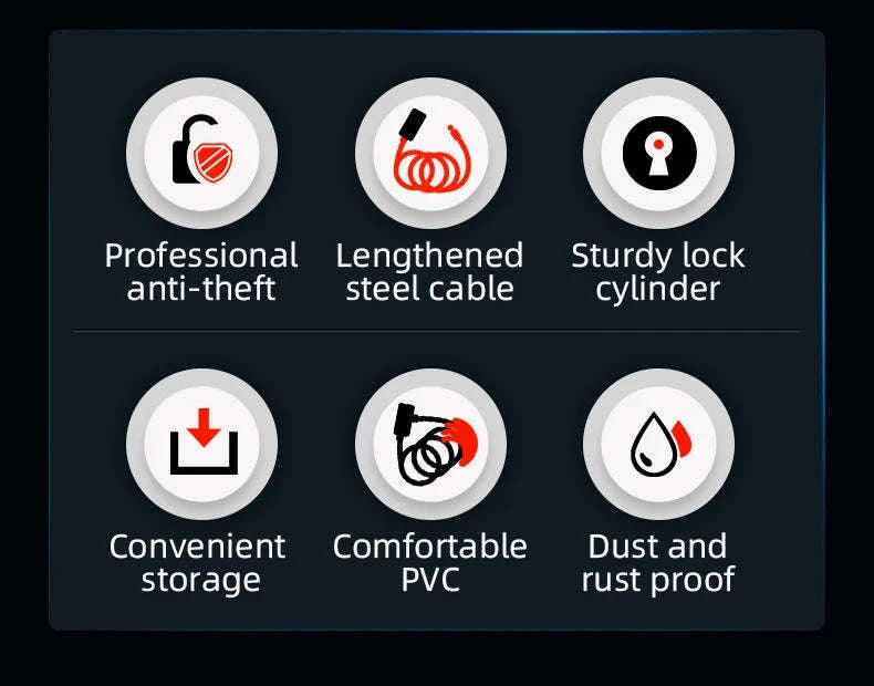 Steel Cable Bike Lock with Keyless Quick Lock-RKS515-OR